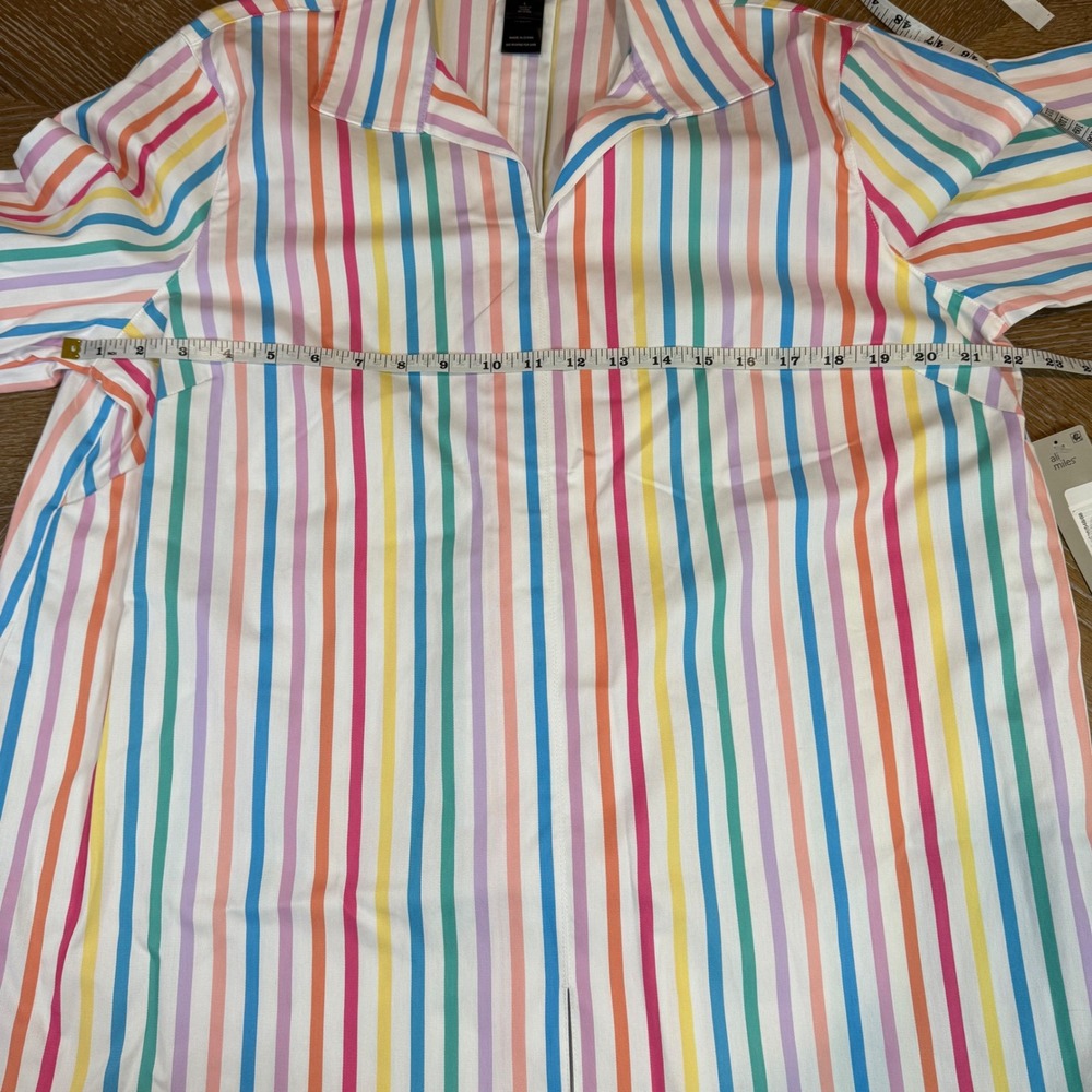 Ali Miles NWT Collared Striped Shirt Pastel Size Large - Picture 8 of 10